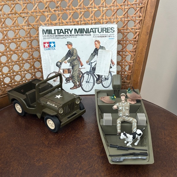 Vintage Tonka Green Military Vehicle, Boat Set and soldiers. - Picture 1 of 10
